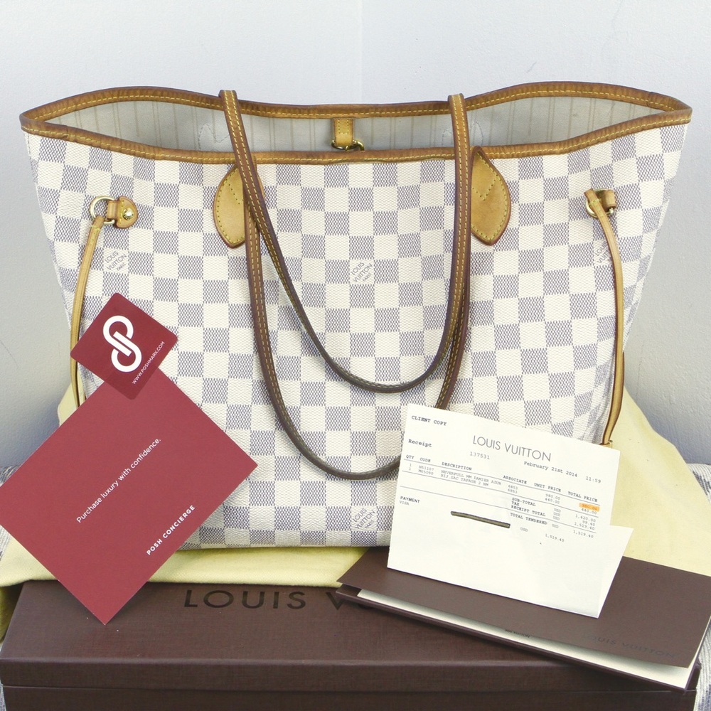 Auth Louis Vuitton Neverfull MM DA Damier Azur LV - Picture 8 of 8